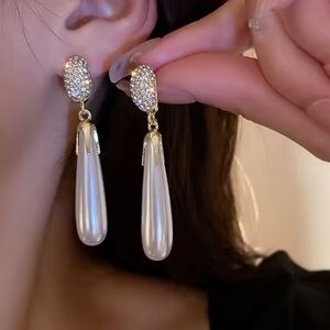 Gold and Pearl Drop Earrings
